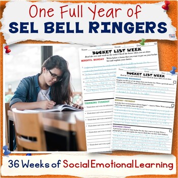 Preview of Social Emotional Learning Bell Ringers - ALL YEAR Reflection SEL Activity Packet