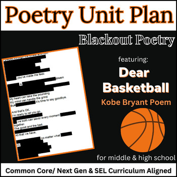 Preview of SEL Blackout Poem Lesson & Writing Activity Kobe Bryant Dear Basketball #6
