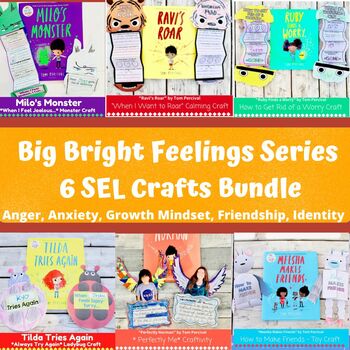 Preview of Big Bright Feelings Series: SEL Book Craft Bundle Anger, Anxiety, Growth Mindset