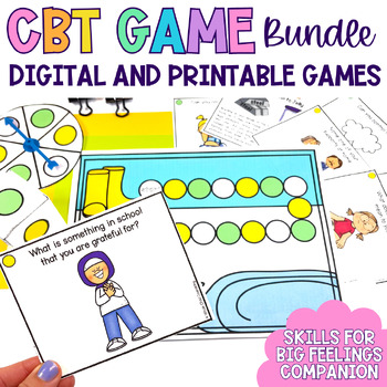 Preview of Skills for Big Feelings CBT Print and Digital SEL Board Game Counseling BUNDLE