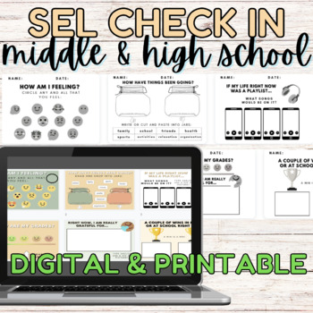 Preview of SEL Check In Activity for Middle & High School | Digital and Printable