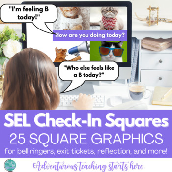 Preview of SEL Check-In Squares:  Graphics for Student Reflection & Bell Work