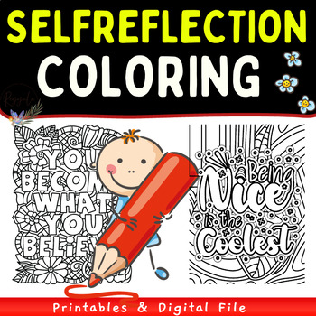 Preview of SEL Coloring and Self Reflection Worksheets , Coloring Pages Printables