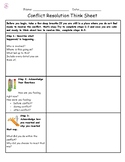 SEL: Conflict/ Resolution Think Sheet