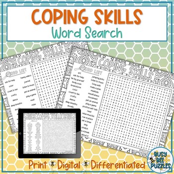 Preview of SEL Coping Skills Word Search Puzzle Activity
