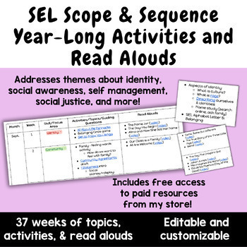 Preview of SEL Curriculum Guide | Full Year | Read Alouds & Activities | 8 Bonus Freebies!