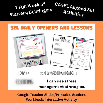 Preview of SEL Daily Openers/Bellringer/Warm Ups | Managing STRESS [Grades 3.4.5.6]