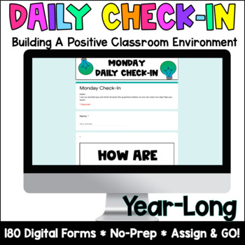 Preview of SEL Digital Daily Check-In -FULL YEAR BUNDLE- Google Forms - Social Emotional