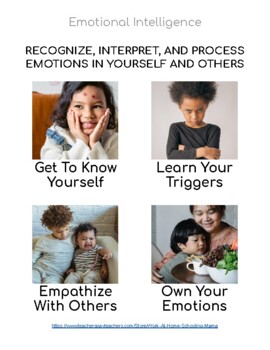 Preview of FULL SEL Emotional Intelligence Self Awareness & Empathy Worksheet w/ Reference