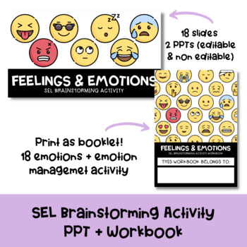 Preview of SEL - Emotions Brainstorming Activity PPT + Workbook