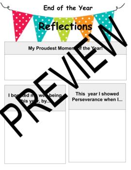 Preview of SEL End of the Year Reflection 
