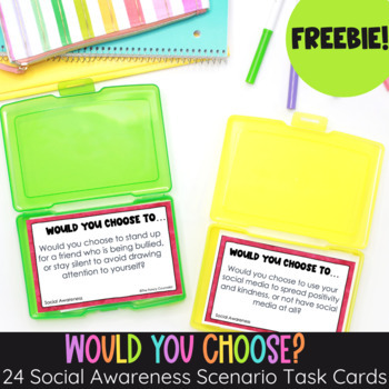 Preview of SEL FREEBIE Would You Choose? 24 Social Awareness \ Task Cards