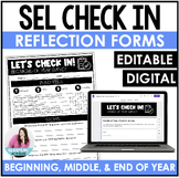 SEL Check In Student Reflection Form Activity - Digital & 