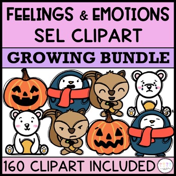 Preview of SEL Feelings and Emotions Emoji Clipart GROWING BUNDLE: Use all year long!