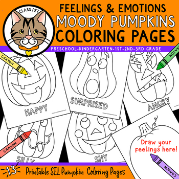 Preview of SEL Feelings and Emotions Pumpkin Coloring Pages