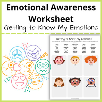 Preview of SEL Getting to Know My Emotions Worksheet | Social Emotional Learning
