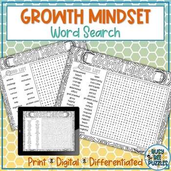 Preview of SEL Growth Mindset Word Search Puzzle Activity