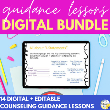 Preview of School Counseling Guidance Lesson BUNDLE - EDITABLE Classroom Guidance Lessons