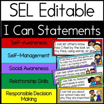 Preview of SEL Editable "I Can" Statements for Pre-K & Kindergarten