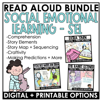 Preview of SEL Interactive Read Aloud Digital + Printable Google Slides | Retell Craft