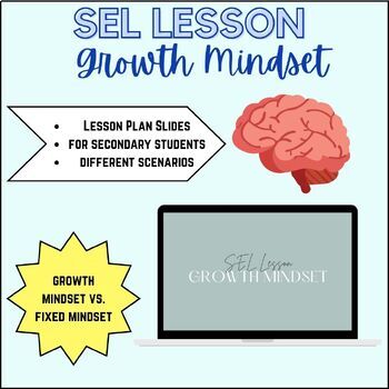 Preview of SEL Lesson Plan PowerPoint Growth Mindset Fixed Mindset for Secondary Students