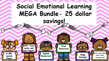 Preview of SEL Mega Bundle- Save 25 dollars! 5 full lesson plans and 300+ task cards