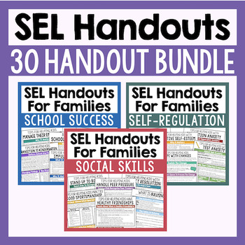 Preview of SEL & Mental Health Parent Handouts For Social Skills, Self-Regulation, Etc.