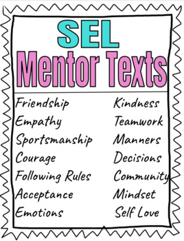 Preview of SEL Mentor Text List