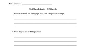 Preview of SEL Mindfulness Reflection / Check-In