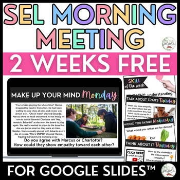 Preview of SEL Morning Meeting Slides - Daily Community Building Questions FREEBIE