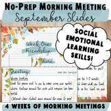 SEL Morning Meeting Slides Editable | No-Prep September | 