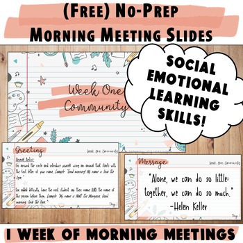 Preview of SEL Morning Meeting Slides | Upper Elementary | Free Week!