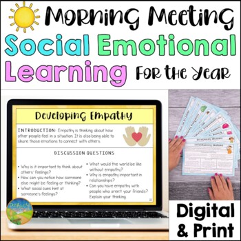 Preview of SEL Morning Meeting - Social Skills Activities & Slides for the Year