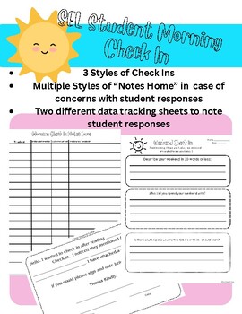 Preview of SEL Morning Work Weekend Check In-Notes Home, and Student Mood Data Tracker