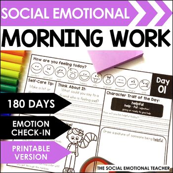 Preview of SEL Morning Work with Daily Feelings Check-Ins - PRINTABLE Soft Start Activities