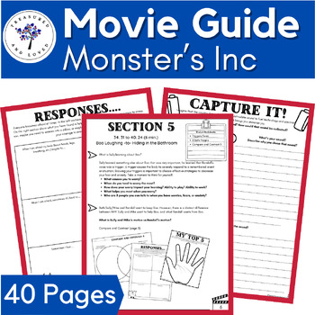 Preview of Monsters Inc. Movie Discussion Guide with SEL Skills for 3rd, 4th, and 5th Grade