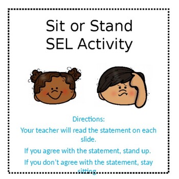 Preview of SEL New School Year Stand or Sit Activity Elementary