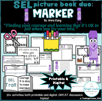 Preview of SEL Picture Book: Marker by Anna Kang~ Embracing Mistakes; Being Brave & more