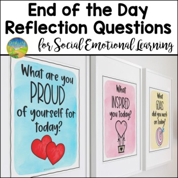 Preview of SEL Posters & Bulletin Board - Reflection Questions Posters for End of the Day