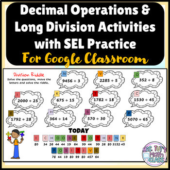 Preview of SEL Practice with Decimal Operations and Long Division Distance Learning Google