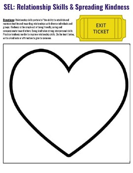 Preview of SEL Relationship Skills & Kindness exit Ticket