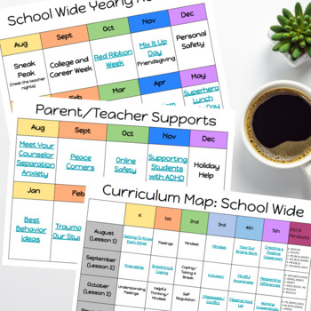 Preview of SEL & School Counseling Curriculum Map and Yearly Plan