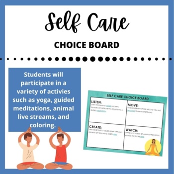 Preview of SEL - Self Care Choice Board