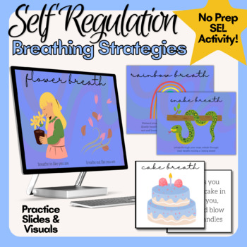 Preview of SEL Self Regulation Breathing Calm Down Strategies Set Slides Visuals Desk Ring