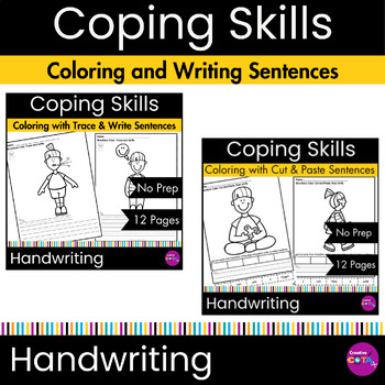 Preview of Social Emotional Skills Self Regulation Coping Strategies Coloring Pages Bundle