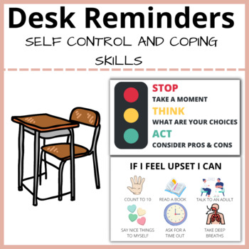 Preview of SEL Self-control and Coping Skills Desk Tags | Social Emotional Learning