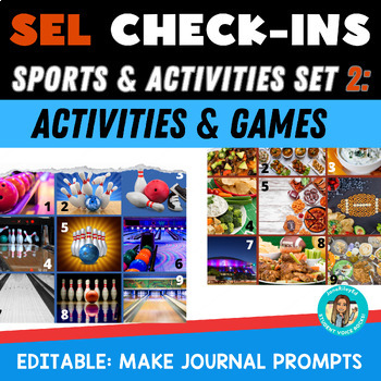 Preview of SEL Social Emotional Checkins SPORTS & ACTIVITIES #2 | Games, Coaching, Food