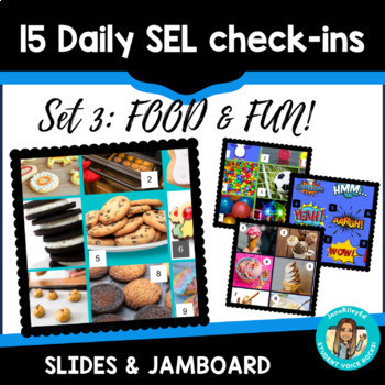 Preview of SEL Social Emotional Daily Check-ins: How are you feeling? SET 3 FOOD & FUN mood