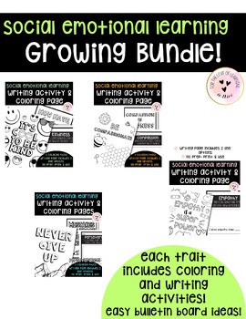 Preview of SEL Social Emotional Learning Coloring Page Writing Activity Growing Bundle!