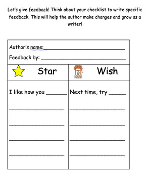 Preview of SEL Stars & Wishes Feedback Form (For Students)